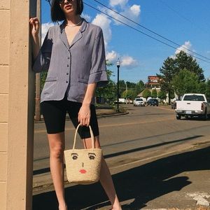 The Great Striped Pajama Style Silk Top